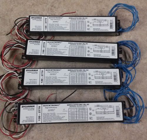 (4) sylvania quicktronic high-efficiency ballast; -120v, 277v, t8, 2 lamps for sale