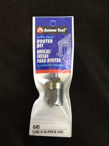 Amana Tool Router Bit 45485 - Plunge - 3/4 Diameter - Upper BB - 1/4 Shank - NEW