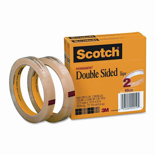 3m 665 double-sided tape, .5 x 1296, 3&#034; core, transparent, 2 rls for sale