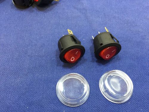 2x Waterproof AC 6A 250V Red Light ON OFF SPST cap Car boot Rocker Switch b18