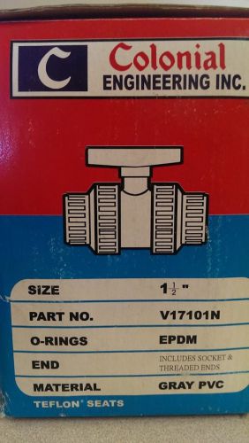 Colonial engineering v17101n 1-1/2&#034; true union ball valve pvc full block new! for sale