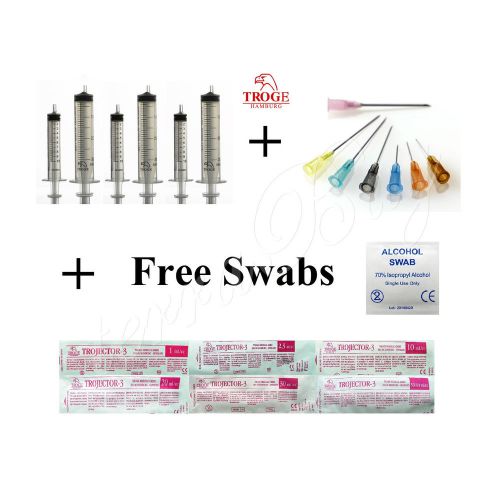 20ml 30ml 50ml troge sterile syringes with needles and free swabs / packs of 5 for sale