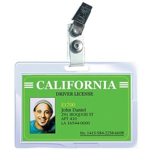 ID Badge Size w/ Badge Clip(3&#034; x 3.75&#034;) 5 Mil-25 Pack-Thermal Laminating Pouches