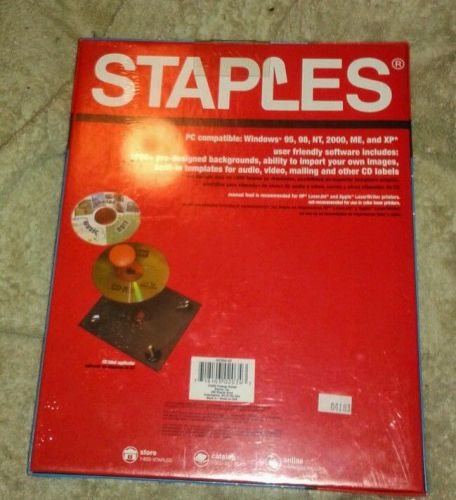 Staples CD DVD Label Kit Software for Laser or Ink Jet Printers New Sealed Box