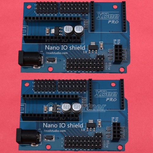 2PCS Nano IO Shield with XBee and nRF24L01 wireless interface for Arduino