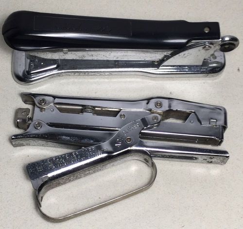 LOT of 2 Vintage Staplers Ace Clipper 702 Pliers AceLiner 502 Heavy Duty Desk