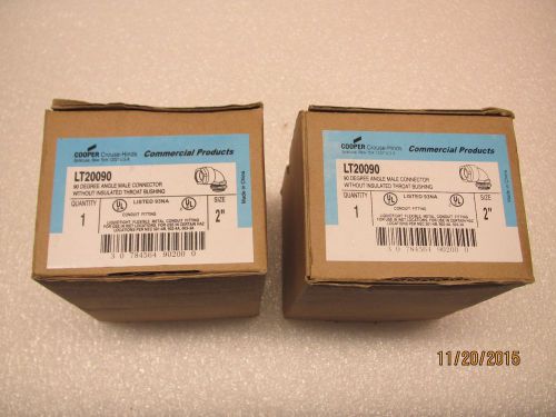 (2) Cooper Crouse Hinds LT20090 2&#034; 90 Deg Angle Male Connector NIB