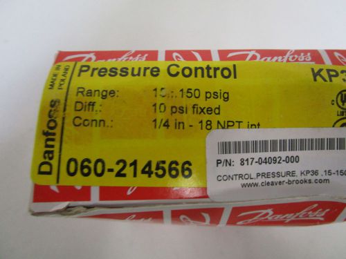 DANFOSS KP36 PRESSURE CONTROL 10PSI FIXED 060-214566 *NEW IN BOX*