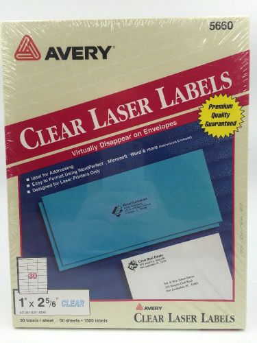 Avery 5660 clear labels 1500 count laser printer vintage new old stock