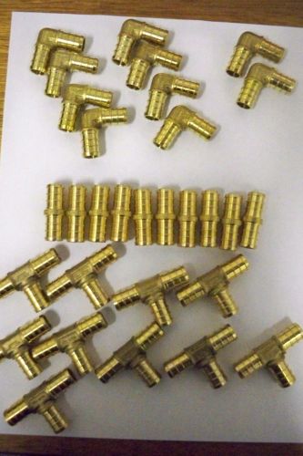 1/2&#034; LEAD FREE BRASS PEX FITTINGS 10 EA-ELBOW,COUPLER, TEE