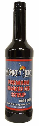 Root beer snow cone syrup - made with pure cane sugar - monkey juice brand for sale