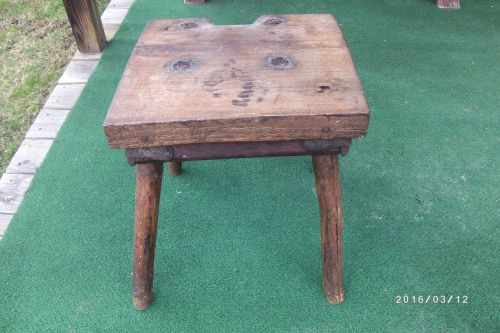 Vintage Wood Farm Stool Lard Press Stool Rustic Handmade