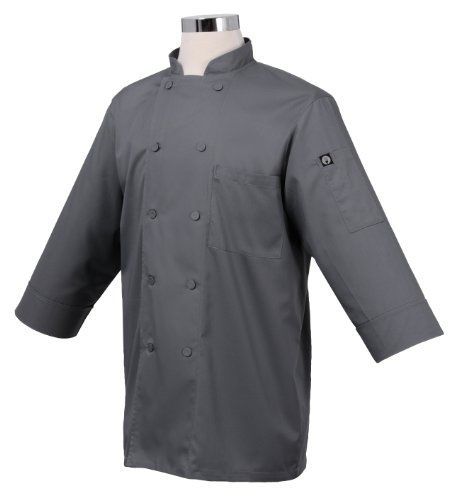 Chef works jlcl-gry-xl basic 3/4 sleeve chef coat, gray, xl for sale