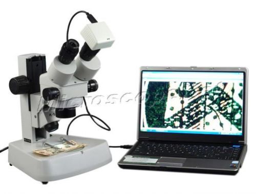 7x-45x zoom binocular stereo microscope large base w 1.3mp usb camera for sale