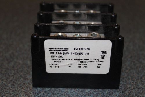 Ferraz Shawmut 63153 mini Power Distribution Block 3-Pole 185A 600V  USED