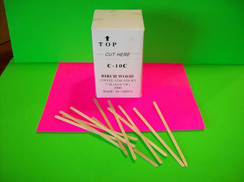 NEW 1000 CT  BIRCH WOOD COFFEE STIR STICKS 7&#034; X 1/4&#034;