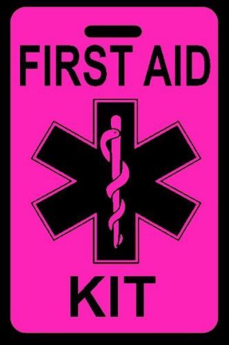 Hi-Viz Pink FIRST AID KIT Bag Tag - FREE Personalization - New