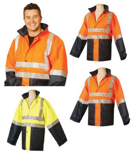 MENS HIGH VISIBILITY HEAVY DUTY WORK WEAR SAFETY WATERPROOF HI-VIS JACKET WARM