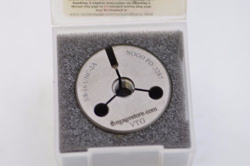 Vermont Gage Ring Thread Go/NoGo Gages 3/8-16 UNC 2A STL Gage Set  361133050