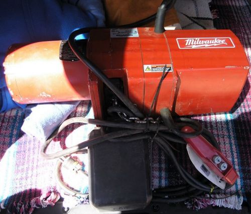 Milwaukee 9565 1 ton electric chain hoist nice a+ for sale