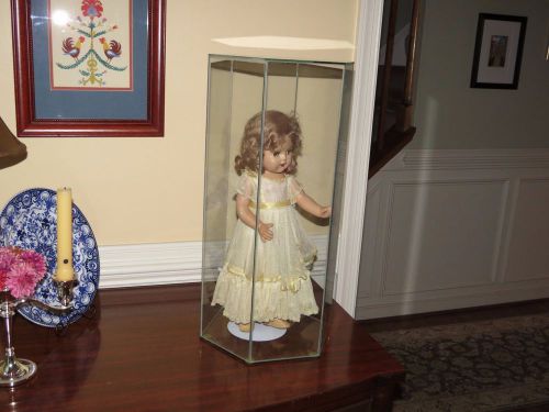 Trophy or Doll Hexagonal 6 Sided Glass Display Case 20&#034; Tall - Doll NOT Included