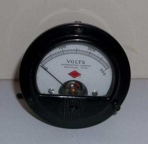 Nuarc 0-300 Volts Alternating Current AC Rectifier Type Round Meter