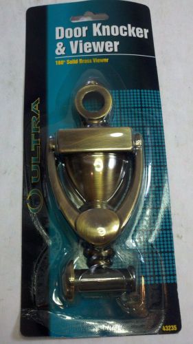 ULTRA DOOR KNOCKER &amp; VIEWER 180 DEGREE VIEWER SOLID BRASS 43235