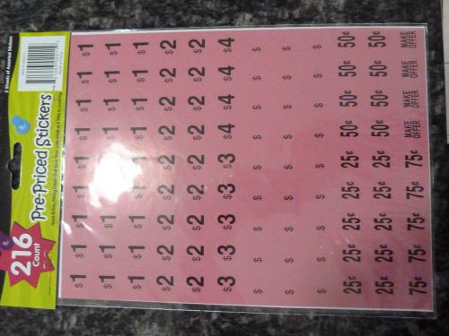 Preprinted Garage Yard or Rummage Sale Stickers Red Flea Market Price Tags