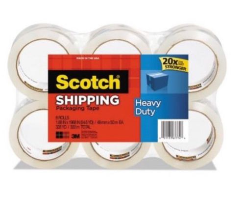 Scotch shipping &amp; packing tape 3m 1.88&#034; x 54.6 yd. heavy duty (brand new)-6 pack for sale