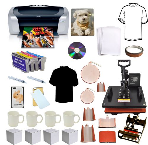 8in1 Pro Sublimation Heat Transfer Press,Epson C88+,Refil Ink,Tshirts,Mugs,Phone