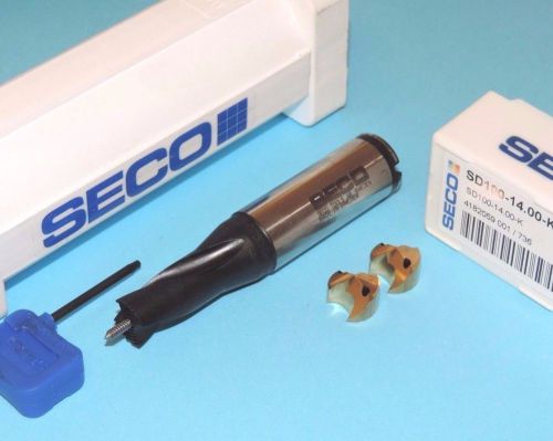 New seco crownloc 14mm indexable drill kit coolant fed w/ carbide inserts for sale
