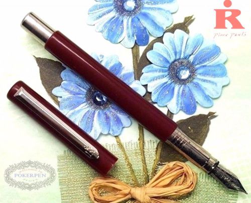 Pirre Paul&#039;s F 101 Fountain Pen WINE RED F nib 5pcs poky cartridges BLACK ink