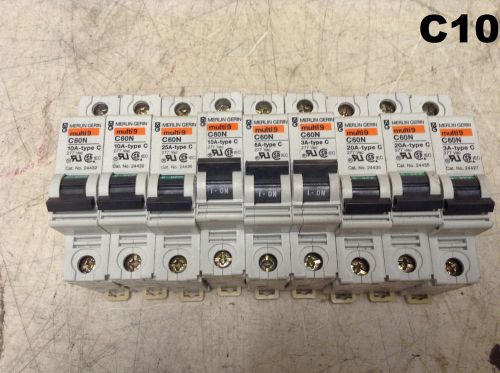 Merlin Gerin Multi 9 C60N Circuit Breakers Various Amps-Grab Box of 9