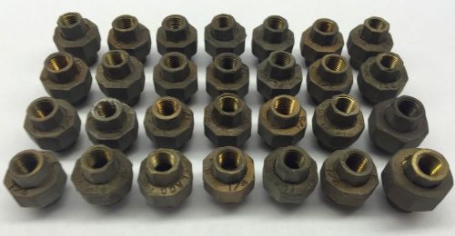 Lot Of 28 Flagg Brass 1/4&#034; Plumbing Threaded Union Couplings Fittings Coupler