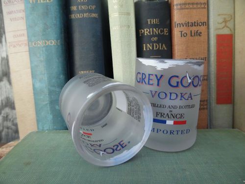 Grey Goose Bottle Upcycled Shot Glass Groomsman Mancave Bar Wedding SET OF 2