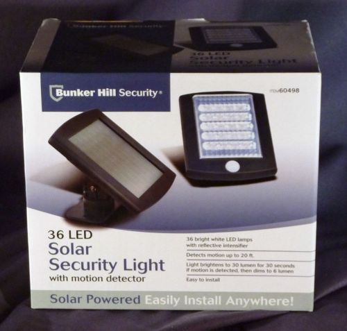 Bunker hill brand 36 led solar security light with motion detector new for sale