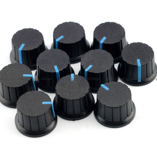 10x black cap blue mark potentiometer rotary knob shaft hole 6mm volume control for sale