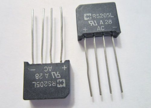 2 piece lot - rs2051 rectron single phase bridge rectifier 2a 600v for sale