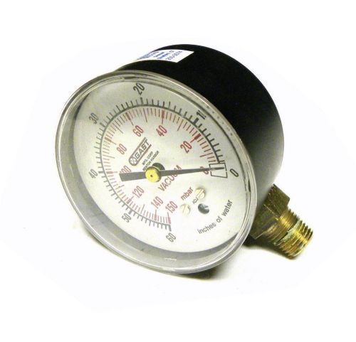 GAST MANUFACTURING CORP. 0-60&#034; OF WATER VACUUM GAUGE 1/4&#034; NPT