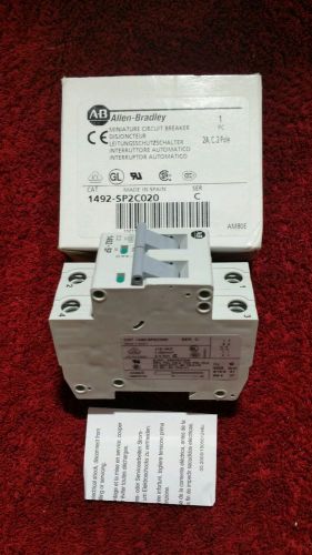 **New** Allen Bradley 1492-SP2C020 Miniature Circuit Breaker 2 Amp 2 Pole Ser.C