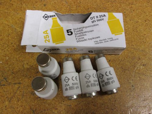 WEBER DT II 25A gG 500V Ceramic Fuses New (Lot of 5)