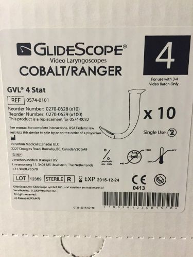 Lot 10 Verathon GlideScope Video Laryngoscope - 4 Stat - Exp 12/2015