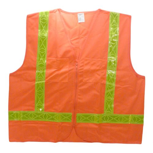 JACKSON SAFETY DELUXE HI-VIS ORANGE VEST W/LIME PRISMATIC STRIPS, NEW!