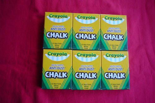 NEW 6 BOXES CRAYOLA  AN DU SEPTIC ANTO-DUST CHALK 12 NON-TOXIC WHITE CHALK