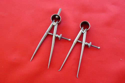 Vintage STARRETT Short Round Leg Divider + Inside Caliper Machinist Tools 769