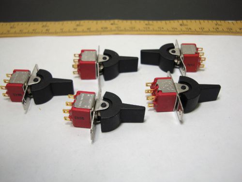 C&amp;K 7207 TOGGLE SWITCH DPDT PLASTIC FLAT LEVER 1&#034; APART FASTNER  HOLES LOT OF 5