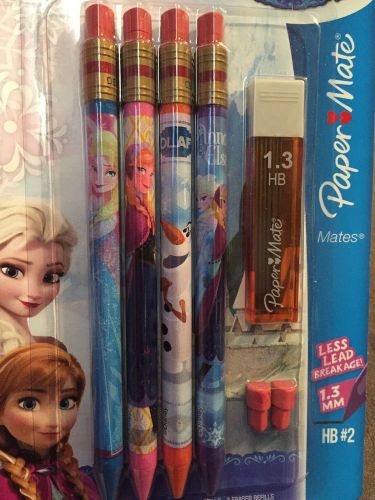 4 Paper Mate Frozen Pencils 1.3 MM W/ Lead Refills &amp; 2 Eraser Replacements #2