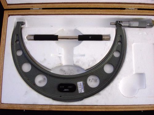 SPI 8&#034; - 9&#034; OUTSIDE MICROMETER NO 10-813-4  w/ WOOD BOX