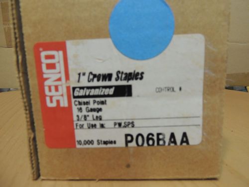 1 Box 10,000 Count Senco Staples~P06BAA~1&#034;  Crown x 3/8&#034; Leg~16 Gauge