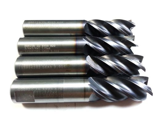 (lot of 4) 3/4&#034; htc varimill carbide tialn 4 flute .020 cr end mill (b 96) for sale